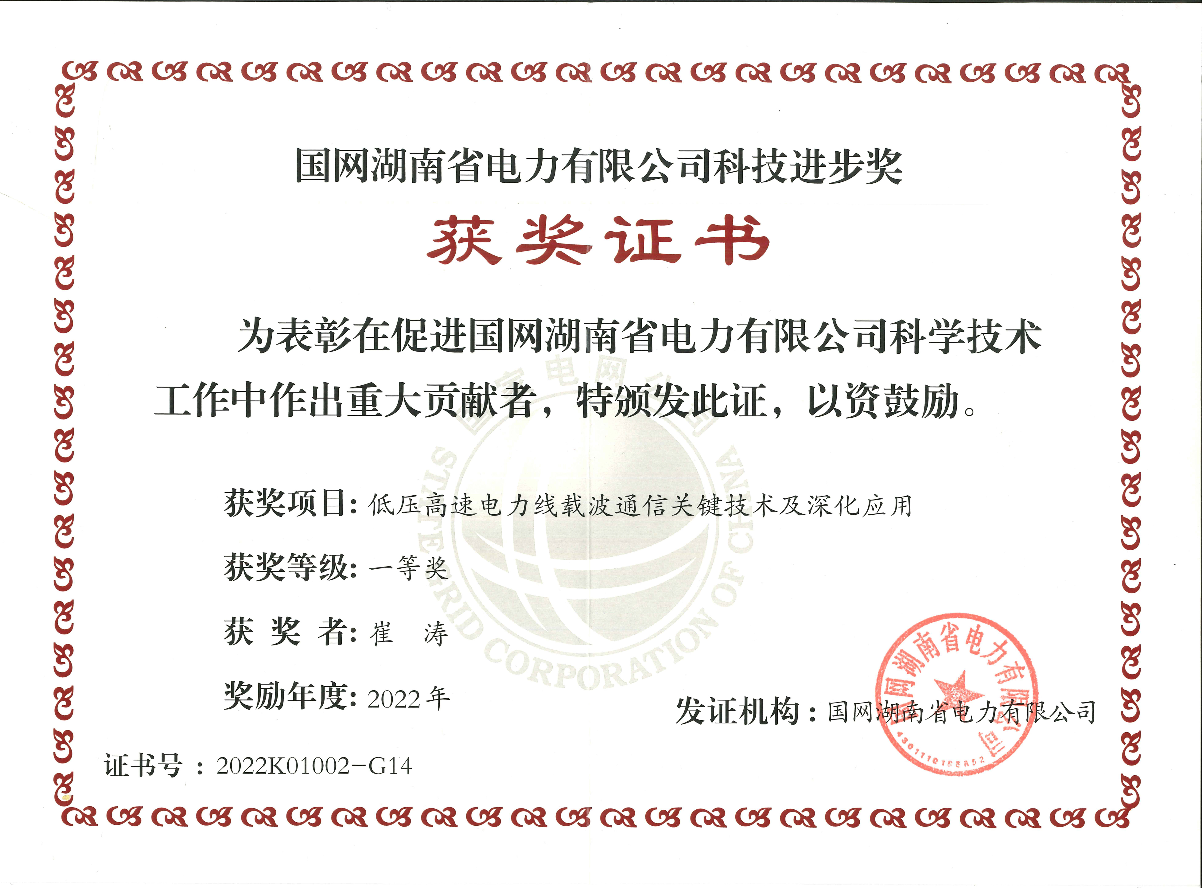 国网湖南省电力有限公司科技进步奖